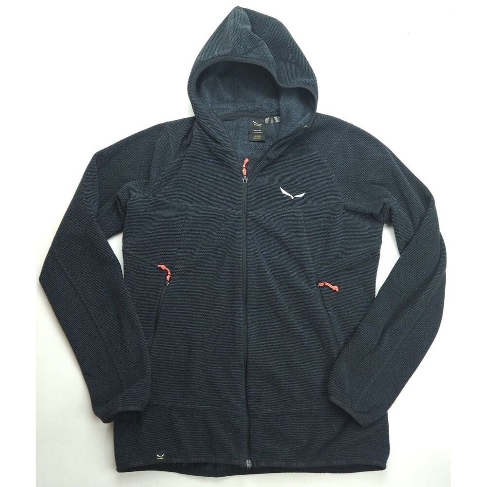 Large Salewa Nulovo Womens Navy Fleece Hoodie Full Zip Hooded 100% Polyester